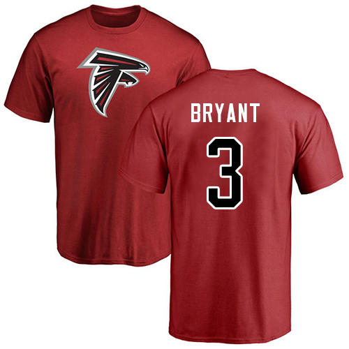 Atlanta Falcons Men Red Matt Bryant Name And Number Logo NFL Football #3 T Shirt->nfl t-shirts->Sports Accessory